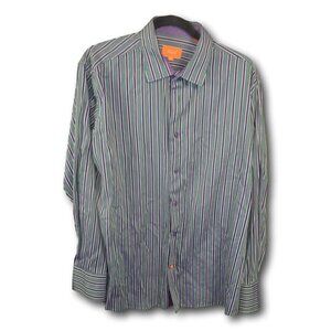 Mens TALLIA Striped Button Down Shirt Size: L 16.5